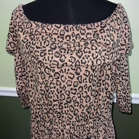 Off the shoulder leopard dress with pockets, stretchy plus size - Picture 4 of 8